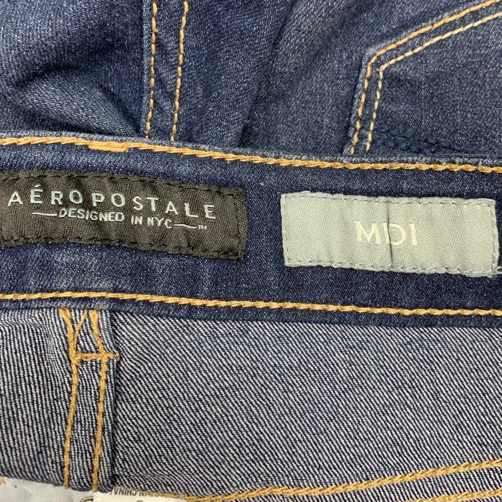 Aeropostale Womens Size 6 Midi Cutoff Dark Wash Stretch Denim Jean Short Shorts