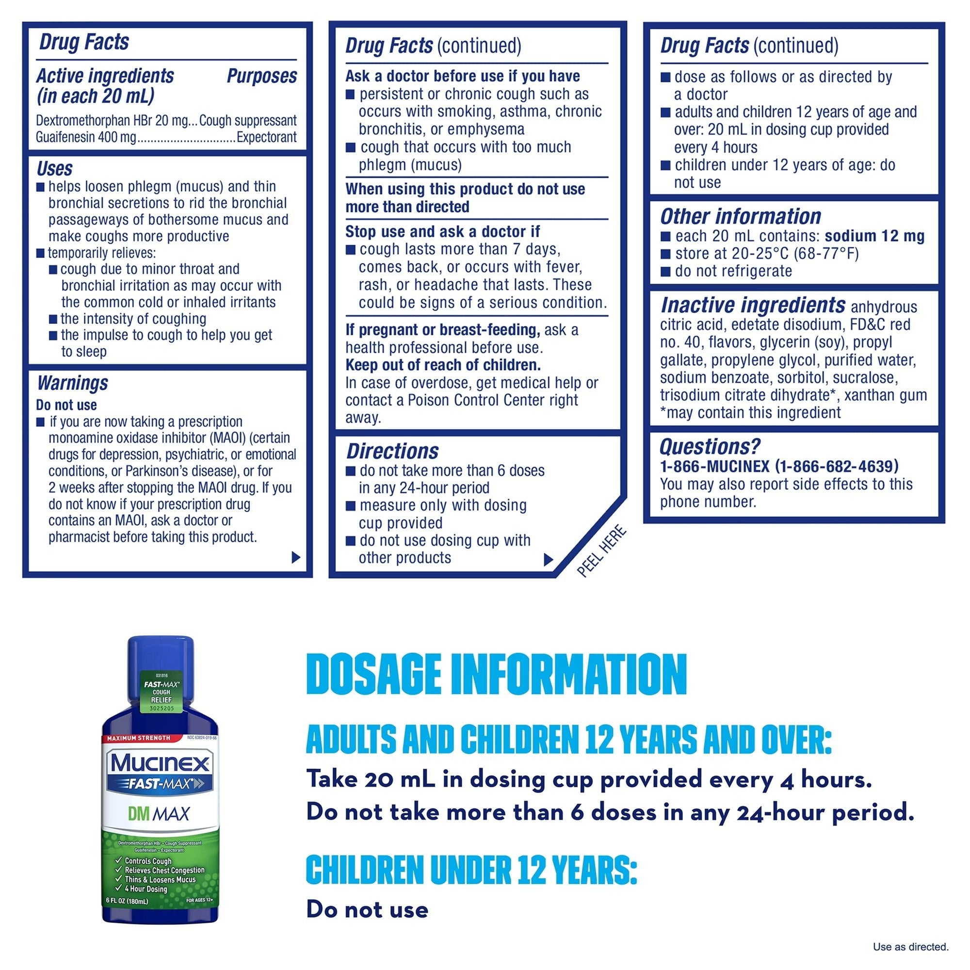 Mucinex Fast-Max DM Max Expectorant & Cough Relief Liquid, 6 fl oz